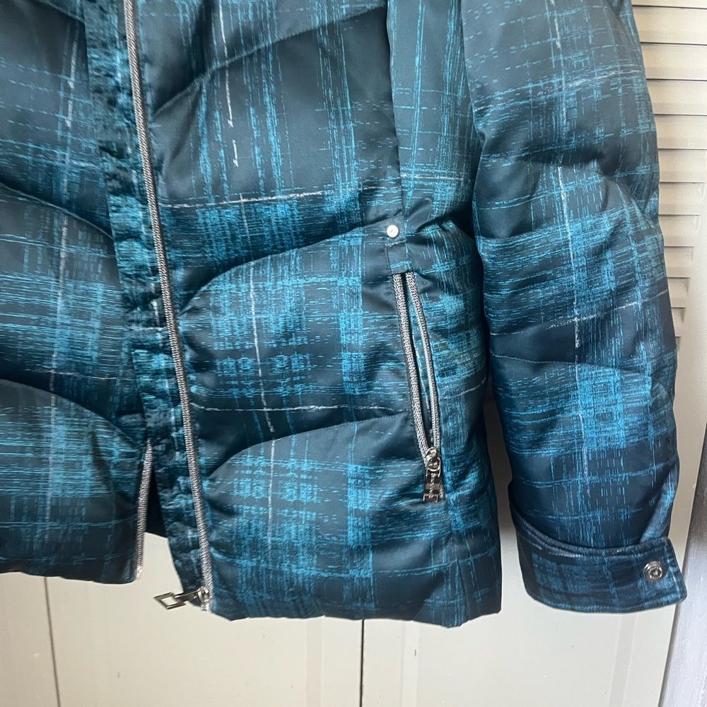 ZeroXposur Women's Puffer Jacket Teal & Black Plaid Zip Up Size L - Picture 3 of 10